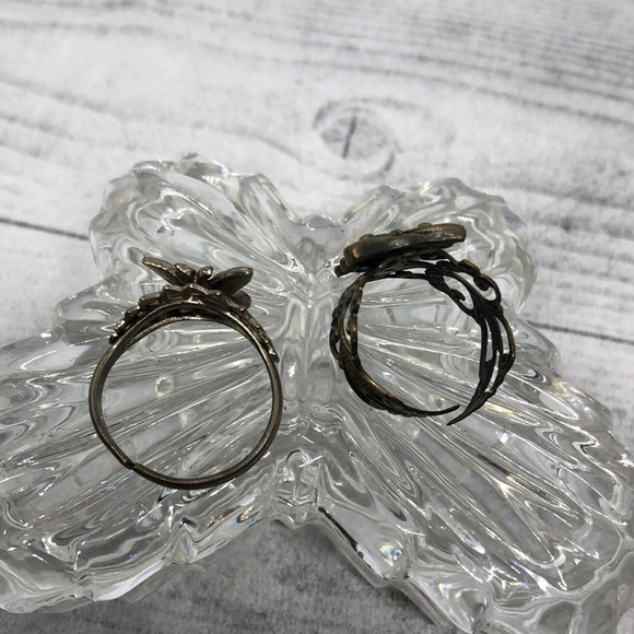 VINTAGE bundle lot 2 fun statement rings owl and butterfly - Picture 3 of 7